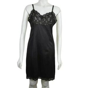 Vintage Kayser Black Slip Dress Lingerie Lace Size 36